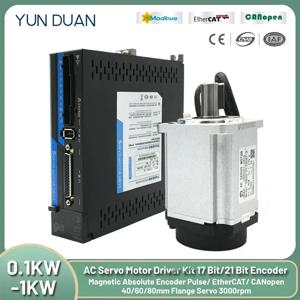 0.1KW-1KW AC 서보 모터 드라이버 키트 EtherCAT CANopen 자기 절대 인코더 220V 서보 400W 750W 1KW 40/60/80mm 서보 모터