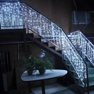 4Mx0.6M 커튼 LED 고드름 전구 EU 플러그 크리스마스 가랜드 드롭 라이트 웨딩 가든 스트리트 야외 장식 조명