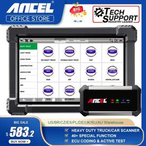 ANCEL X7 HD 헤비 듀티 트럭 진단 도구, 블루투스 OBD2, 모든 시스템 오일 D-P-F 리젠 ECU 리셋, 디젤 트럭 스캐너, 12V, 24V
