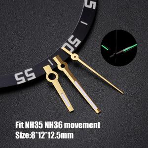 실버 바늘 NH35 NH36 시계 Aiguille Hands C3 Super Lume 포인터 배턴 스타일 Datejust 손 자동 운동을 위해 광택 처리됨