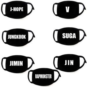 프린트 블랙 마스크 패션 지민 태형 랩 몬스터 JIN JUNGKOOK SUGA JHOPE 케이팝 팬 맞춤형 상품, 얼굴 따뜻한 방진
