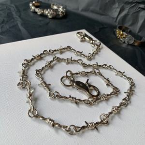 펑크 가시 와이어 가시 바지, 긴 허리 체인, 힙합 그런지 고스, 남성 바지, 청바지 액세서리