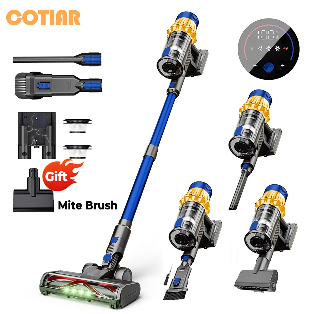 COTIAR V22 55KPa 650W 무선 진공 청소기 휴대용 휴대용 흡입력 LED 디스플레이 홈 딥 클리닝 멀티 시나리오 사용