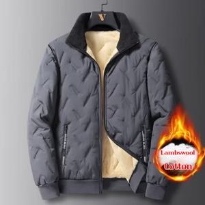 남성용 양털 양털 재킷 두꺼운 따뜻한 코튼 코트 방풍 스탠드 칼라 파카 루즈핏 플러스 사이즈 추운 날씨 겉옷