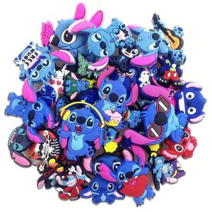 무작위 10-30Pcs MINISO 스티치 시리즈 신발 참 키 체인 샌들 비치 가방, DIY 신발 장식 액세서리 신발 핀