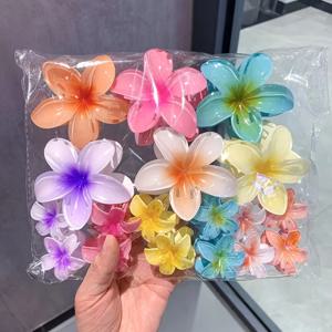 18Pcs 계란 꽃 헤어 클립 그라디언트 캔디 컬러 꽃 매일 사용에 적합 Backcombed 포니 테일 상어 클립 헤어 액세서리