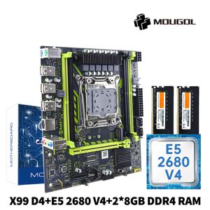 MOUGOL X99 마더보드 세트, Intel Xeon E5 2680 V4 CPU 듀얼 채널 DDR4 16G(2*8G) 2133MHz RAM, 게임용 컴퓨터 구성 요소