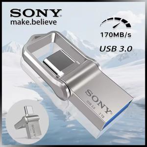 2025 신형 소니 플래시 드라이브 USB3.0 고속 전송 메탈 타입-C 플래시 디스크 휴대용 미니 펜드라이브 메모리 방수 펜 드라이브