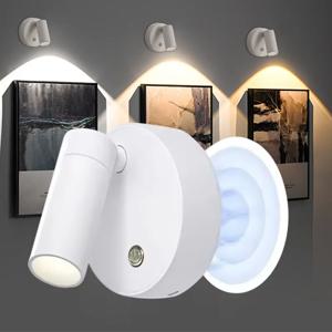 LED 조명 자기 충전식 벽 조명 스포트라이트 무선 터치 스위치가있는 펀치 독서 등 없음 디 밍이 가능한 침대 옆 램프