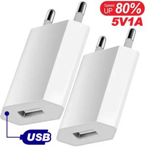 1-5개 범용 5V 1A EU 플러그 USB 휴대폰 충전기 (아이폰, 삼성, 샤오미, 레드미, 구글, 화웨이용) 벽면 충전기 전원 어댑터
