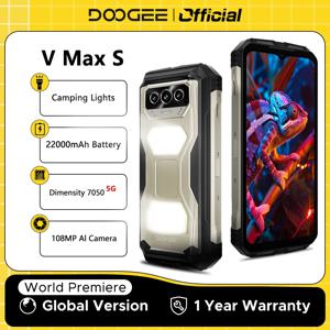 【브랜드+】DOOGEE V Max S 5G 러기드 폰 듀얼 캠핑 라이트 22000mAh 배터리 24GB(8+16) 256GB 108MP AI 카메라 스마트폰