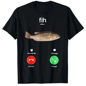 Fih Calling 메시지 알림 거부 휴대 전화 수락 물고기 티셔츠 Funny Fishman 그래픽 복장 반소매 블라우스 참신
