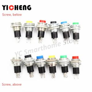 6Pcs 10MM 작은 버튼 DS-316 314 잠금없는 자체 재설정 초인종 경적 라운드 전원 조그 키 스위치