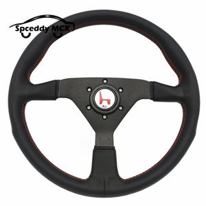 자동차 블랙 정품 가죽 14인치 350mm v1 이탈리아 레이싱 드리프트 스포츠 스티어링 휠 플랫