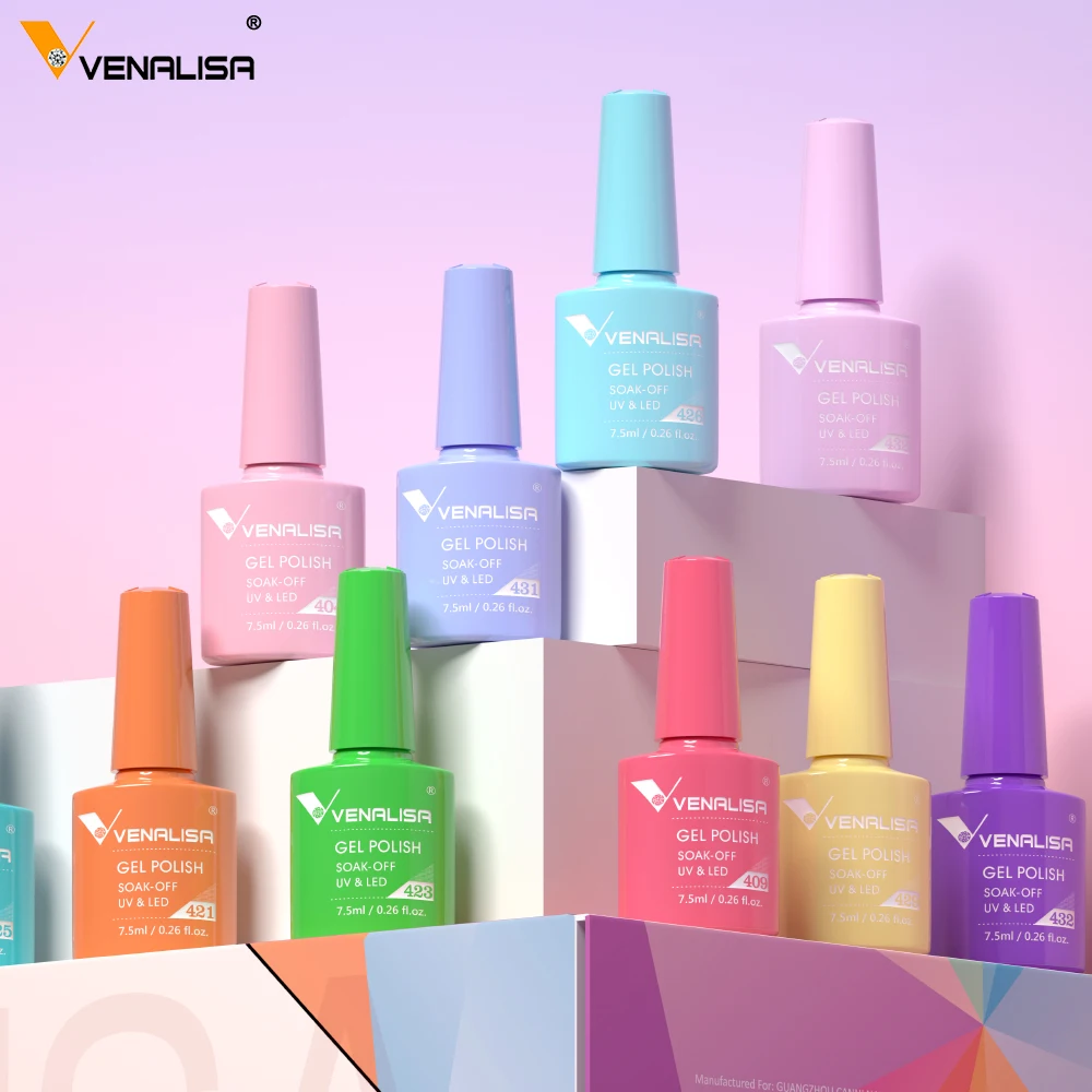 VENALISA VIP4 네일 젤 폴리쉬 7.5ml HEMA 프리 세미 퍼머넌트 매니큐어 슈퍼 텍스처 젤 바니시 오래 지속되는 템퍼드 탑코트