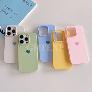 매트 캔디 컬러 러브 하트 실리콘 TPU 소프트 케이스 For Iphone 15 14 13 12 11 Pro Xs Max 8 7 Plus X Xr 솔리드 컬러 서리로 덥은 쉘