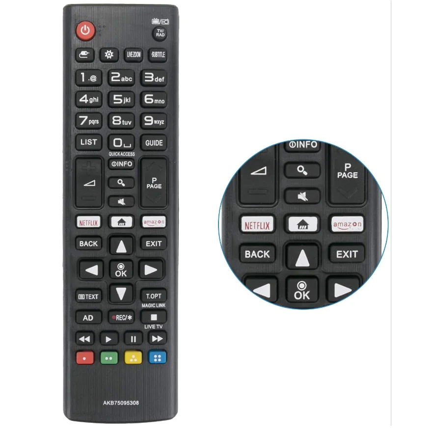 LG 스마트 TV용 하이 퀄리티 ABS 리모컨, AKB75095308, 433MHZ