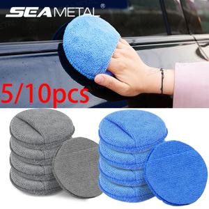 SEAMETAL 5/10Pcs 자동차 디테일링 애플리케이터 패드 자동차 관리 왁싱 광택 스폰지 부드러운 마이크로 화이버 라운드 포켓 폼 스폰지 자동차 관리