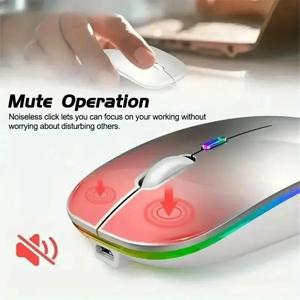 무선 마우스 충전식 무음 LED 백라이트 마우스 PC 노트북 컴퓨터 Mous 2.4Ghz 수신기 Bluetooth 듀얼 모드 광학 마우스