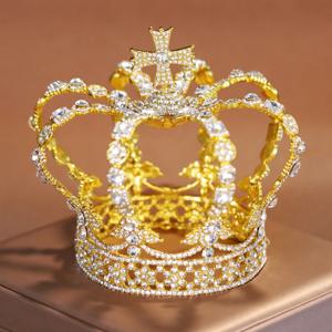 바로크 레트로 코트 로얄 퀸 크라운 라인 석 크로스 티아라와 크라운 여성용 파티 댄스 파티 Diadem 쥬얼리 장식품