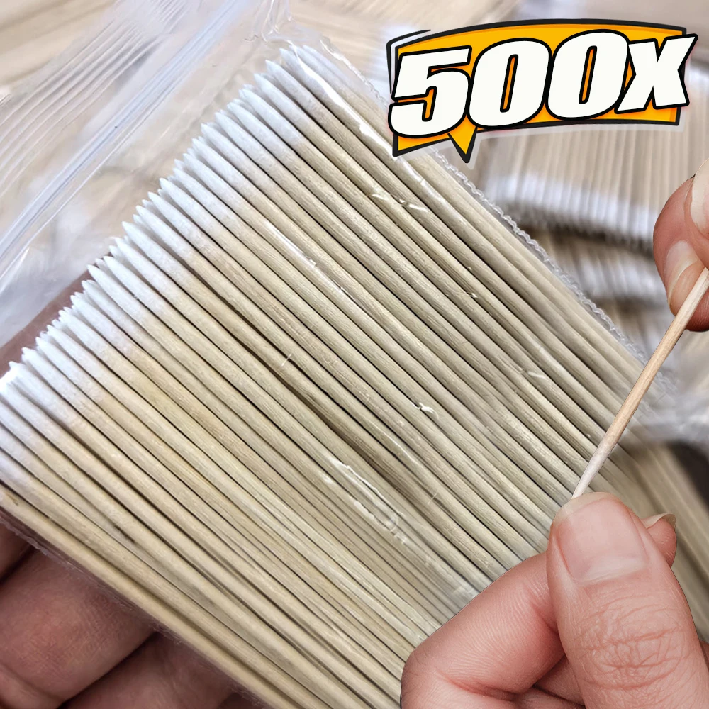 500PCS 일회용 나무 손잡이 면봉 메이크업 속눈썹 네일 다기능 지적 면봉 적합한 홈 여행