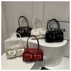 레트로 여성 가방 호보 가방 PU 가죽 쇼핑 가방 패션 솔리드 디자이너 겨드랑이 가방 캐주얼 더블 포켓 핸드 겨드랑이 가방