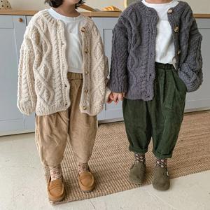 여아용 니트 스웨터 카디건, 굵은 양모 대마, 레트로 카디건, 남아 코트, 아동복, 1, 2, 3, 4, 5, 6, 7, 8 세, 새로운 패션