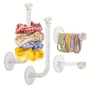 4pcs 머리띠 홀더, Scrunchie 주최자 스탠드, 헤어 액세서리 주최자 머리띠 헤어 밴드 헤어 넥타이 용 보관 선반, 클리어