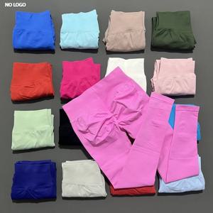 로고 없는 여성 스포츠 레깅스 로우 리브드 밴드 힙업 요가 팬츠 심리스 뱃살 보정 피트니스 운동 스포츠 레깅스