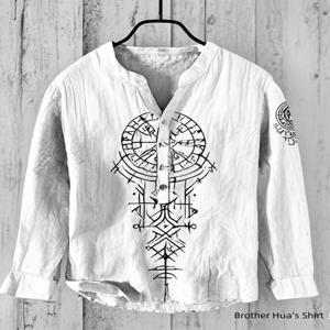 남성용 리넨 V 넥 셔츠 하와이안 남성용 티셔츠 뉴 리넨 셔츠 HD 그래픽 플러스 사이즈 바이킹 그래픽