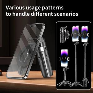 3 in 1 스마트폰 삼각대 셀카봉 (휴대폰용) 마그네틱 핸드 그립 미니 핸들 브래킷 스탠드 (브이로그 라이브 방송용)