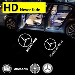 메르세데스 벤츠 CLS E CLA C 클래스 W203 W204 W205 W206 W212 C200 300 AMG 쿠페 C205 액세서리용 HD 자동차 LED 도어 프로젝터 라이트
