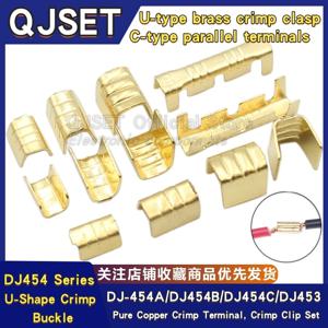 100Pcs DJ454 와이어 0.5-6.0mm² U 자형 구리 와이어 압착 단자 냉간 압착 커넥터 와이어 스플 라이스 단자 용 케이블 러그 DJ