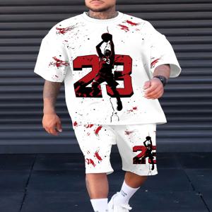 2025년 여름 신상 남성 정장 3D 프린팅 캐주얼 스포츠웨어 폴리에스터 남성복