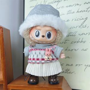 17cm 미니 봉제인형 옷 의상 액세서리 한국 K팝 라부부 아이돌 핑크 밝은 실크 리본 공주 거즈 스커트 의류