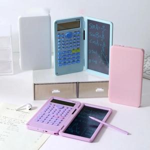 LCD 메모장이있는 2 IN 1 과학 계산기 12 자리 수학 계산기 휴대용 접이식 필기 보드 학교 사무실