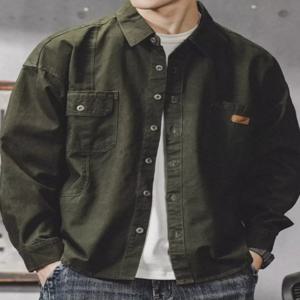 남성용 작업복 셔츠 루즈핏 긴팔 캐주얼 내구성 사무실 및 야외용 봄 가을 신상 일본 트렌드