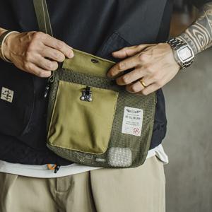 Maden 남성용 아웃도어 그린 크로스바디 백 여름 경량 메시 메신저백, 조절 가능한 스트랩 휴대폰 파우치 매일 하이킹