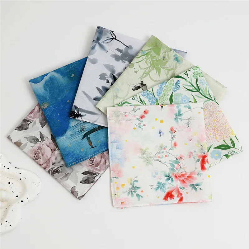 12Pcs 일본 순수 코튼 손수건 코튼 단면 인쇄 얇은 흡수성 땀 수건 골동품 중국 핸드 타월 43cm