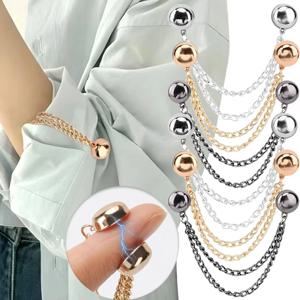 1/12pcs 바지 핀 용 슬리버 마그네틱 조절 가능한 바지 다리 클립 청바지 카디건 용 개폐식 고정 다리 바지 느슨한 버튼