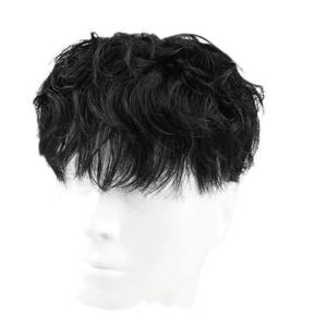 인간의 머리 남자 가발 자연 검은 머리 조각 머리 상단 수리 블록 이마 헤어 익스텐션 내부 네트워크 16X18cm/18x20cm