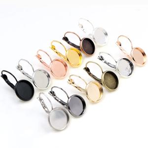 8-20mm 10pcs 클래식 색상 도금 프랑스어 레버 귀걸이 자료, 보석에 대 한 8-20mm 유리 카보 숑 귀걸이 빈 용품에 맞게