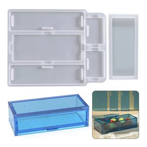 R3MC 도미노 상자 수지 금형 실리콘 보석 저장 금형 에폭시 주조 케이스 금형 19x15cm 직사각형 DIY 실리콘 금형