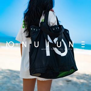 Nu-June 대형 비치 백, 수건 메쉬 내구성 비치 백, 장난감 방수 속옷 포켓 비치 토트백, 투명 백