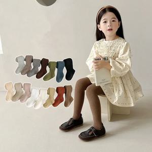 단색 줄무늬 귀여운 소녀 팬티 스타킹, 아기 스타킹, 가을 용수철 스타킹, 어린이 팬티 스타킹, 1-8 세