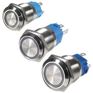 2개 DC 12V/24V 금속 래칭 푸시 버튼 스위치, 5핀 자동차 RV 트럭 보트 SPDT ON/OFF 스위치, 방수 셀프 록킹 원형