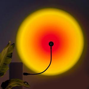 드롭 배송 USB 일몰 램프 LED 선택 마크 없음 레인보우 네온 야간 조명 프로젝터 사진 벽 분위기 조명