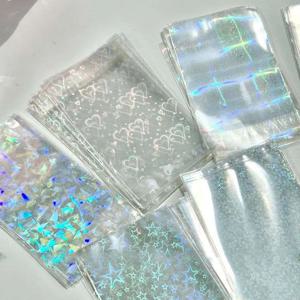 50 개/갑 레이저 사랑 홀로그램 포토 카드 보호 슬리브 투명 카드 필름 아이돌 사진 슬리브 INS 선물 포장 가방