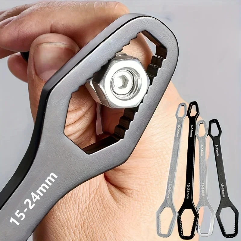 3~17mm 블랙 다기능 양면 박스 렌치 육각 양면 솔리드 렌치 나사 및 너트 도구 (다양한 직경)