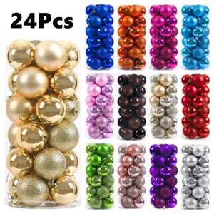 24Pcs 3/4/6CM 크리스마스 공 파티 장식을위한 크리스마스 트리 펜던트 장식품 새해 Navidad 선물 2026 액세서리